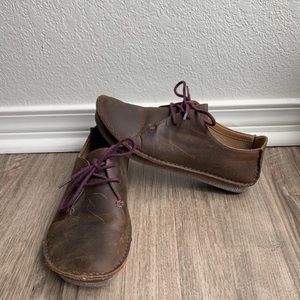 Clarks Artisan Janey Mae Women’s Dark Brown Leather Oxford Lace Up Shoes Sz 7.5